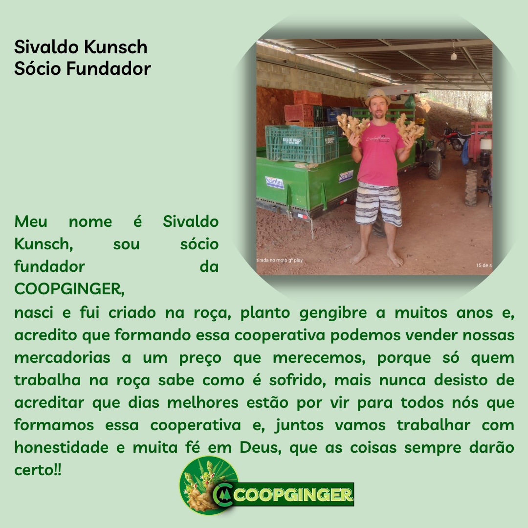 Meu nome é Leonarda Maria Plaster, sou sócia fundadora da COOPGINGER, sou advogada e também sou agricultora com muito orgulho. Estou na cooperativa em busca de reconhecimento e valorização para as famílias q (5).png